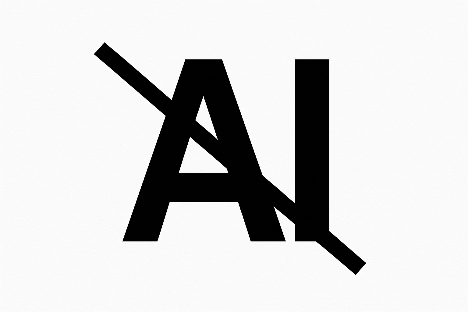 simple black n white ai word crossed out